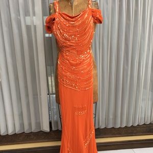 Evening long dress with sequence